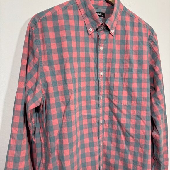J Crew Mercantile Men’s Flex Button Down Shirt Sz L Slim Plaid Gray Pink Preppy - Picture 3 of 5